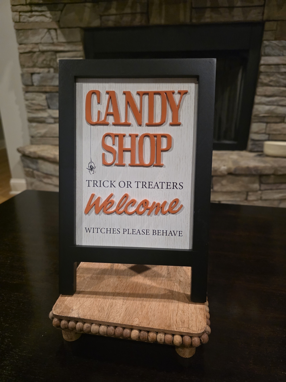 Candy Shop Welcome Sign in Black with Orange Accents-NEW